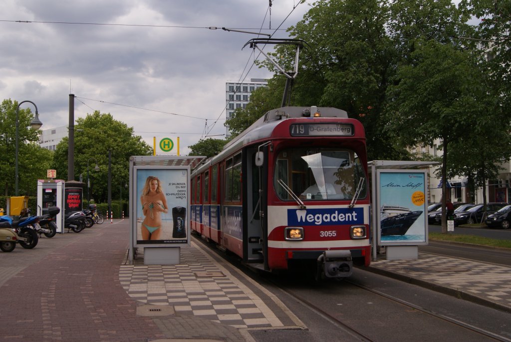 Tw 3055 als 719 nach Grafenberg am Polizeiprsidium am 09.06.2011 (Dsseldorf)