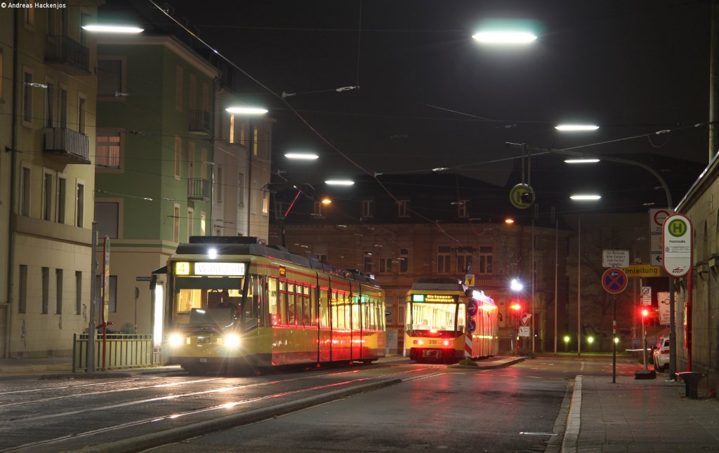 Tw 321 als 4 nach Waldstadt in der Poststraße 13.11.12