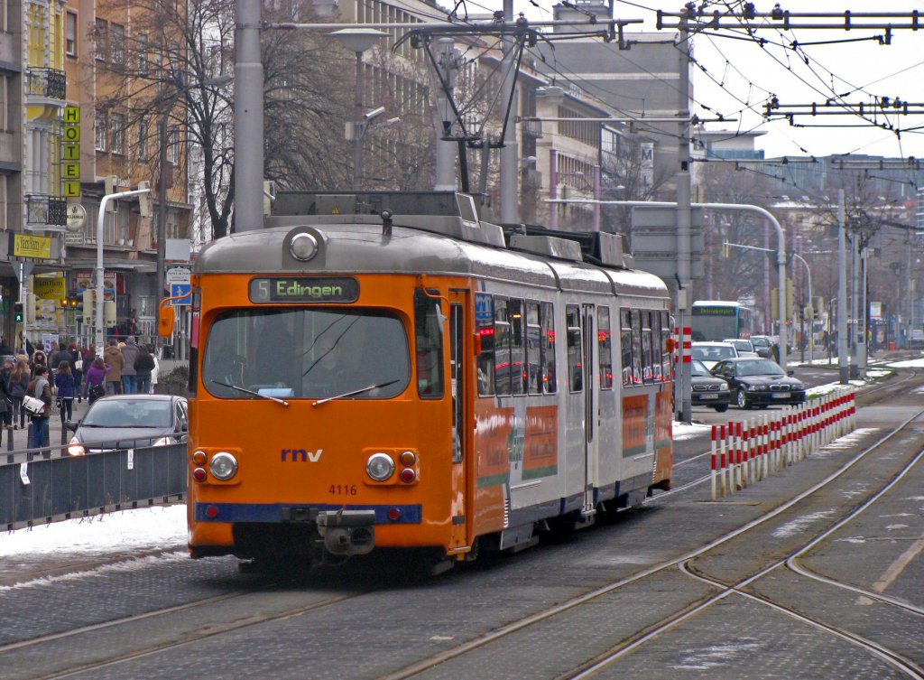 TW 4116 am 16.Januar 2010 nahe des Mannheimer Hauptbahnhofs. 