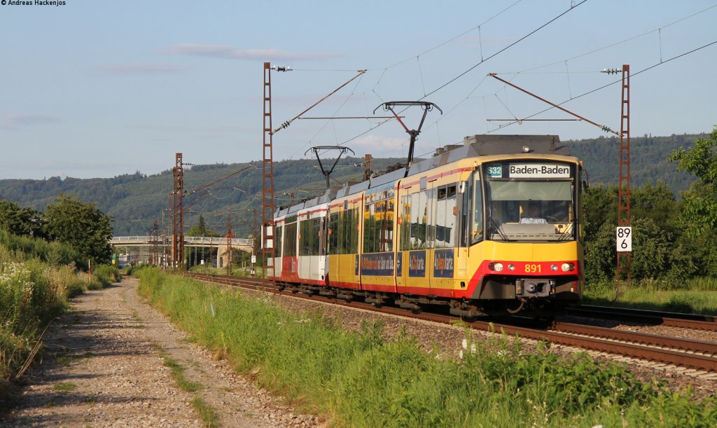 Tw 891 und Tw 848  Regio Bistro  als S32 nach Baden Baden bei Malsch 9.7.12