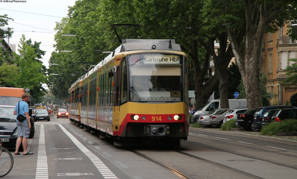 Tw 914 als S5 nach Karlsruhe Hbf als Umleiter in der Rpurrer Strae 5.7.12