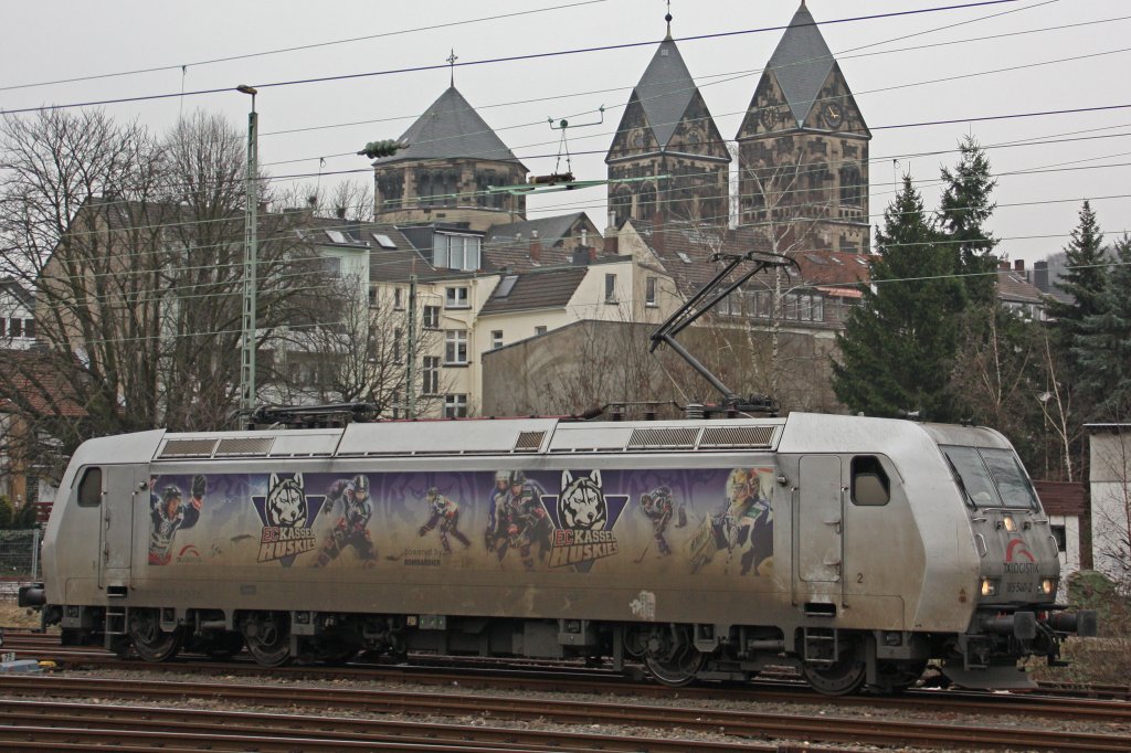 TX Logistics 185 540  Kassel Huskies  rollt am 18.2.11 in Dsseldorf-Rath vor ihren Zug.Die Lok war bzw ist wieder vermietet an Captrain.