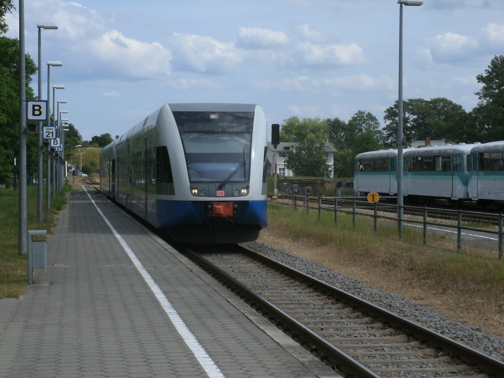 UBB 646 102,am 23.Juni 2012,bei der Einfahrt in Zinnowitz. 