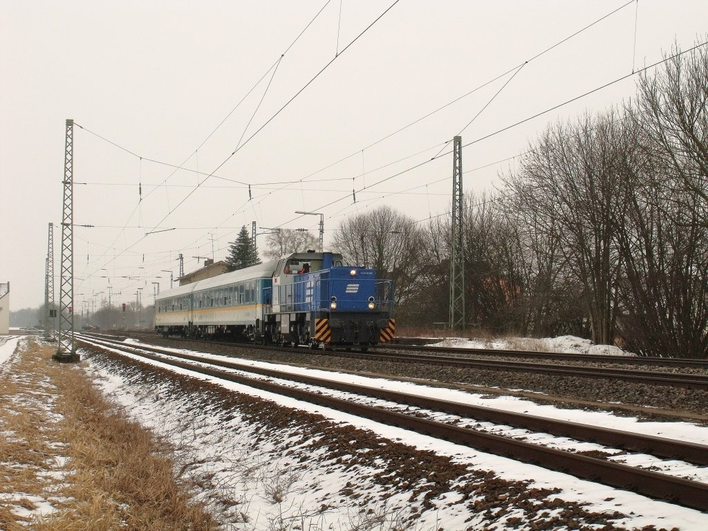 berfhrungsfahrt! Hier in der vollen Lnge MaK G 1202 mit Alex Wgen. (13.02.2010,Mangolding)