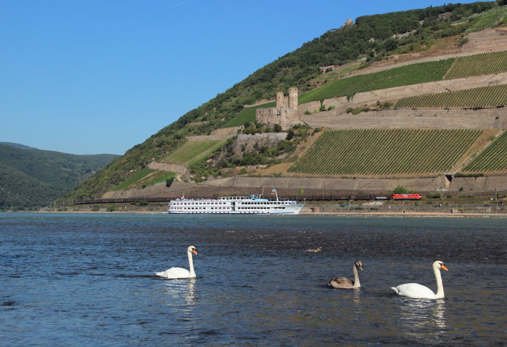 Unbekannte 152 mit einem H-Wagen Ganzzug in Bingen (Rhein) am 08.09.2012