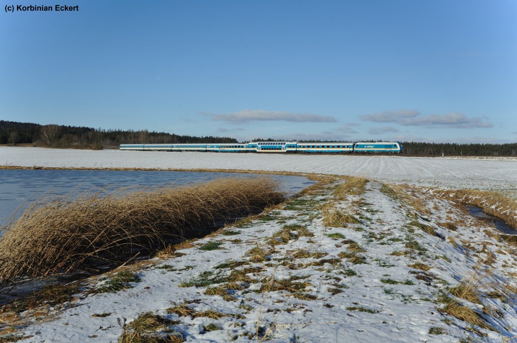 Unbekannte 223 mit ALX 84115 von Hof Hbf nach Mnchen Hbf bei Oberteich, 15.01.2012