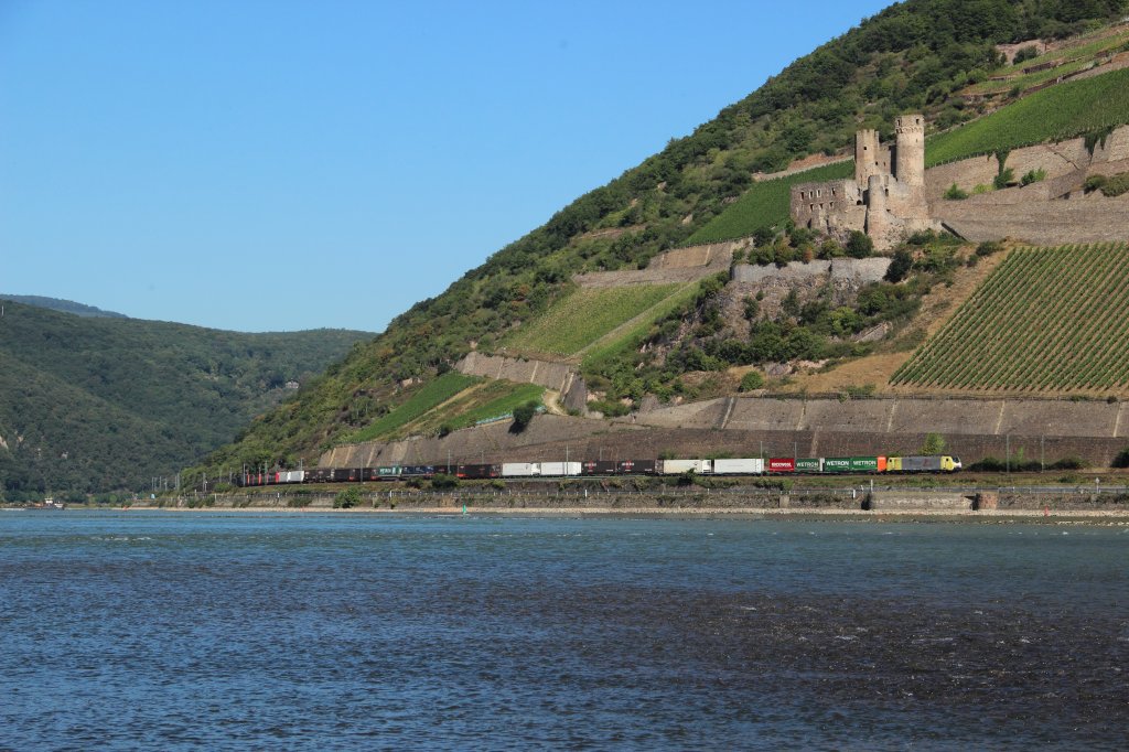 Unbekannte TXLogistik 189 mit einem Containerzug in Bingen (Rhein) am 08.09.2012