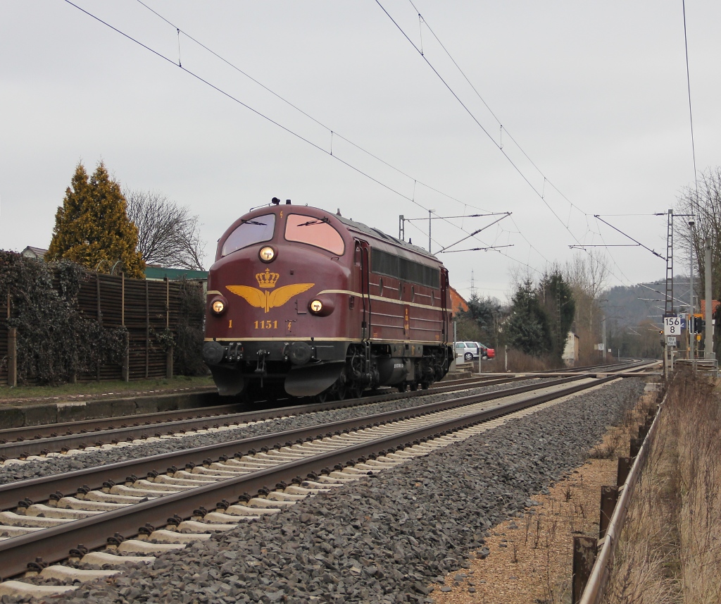 Und dann kam noch die MY1151 als Tfzf in Richtung Sden durch Ludwigsau-Friedlos. Aufgenommen am 01.03.2013.