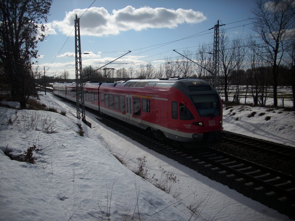 Unterwegs am 05.Mrz 2010,bei Bergen/Rgen,war der 429 028,der den RE 33213 Rostock-Sassnitz fuhr.