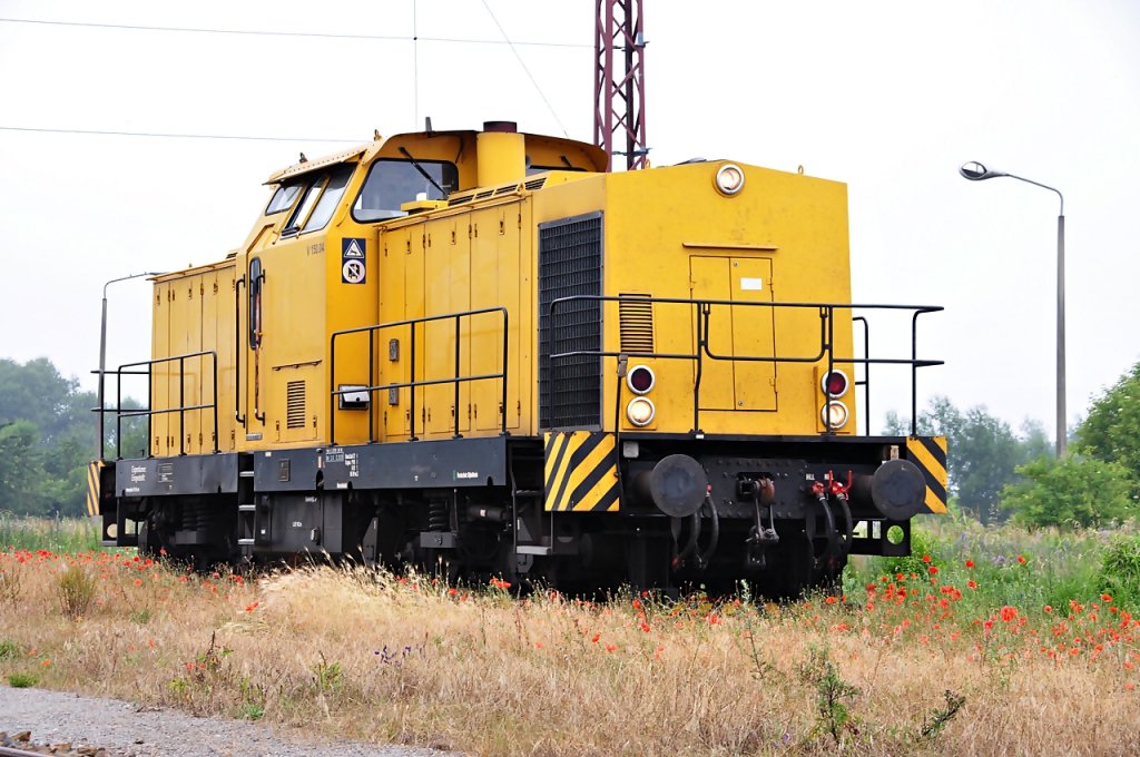 V 150.04 wartet im Bf Anklam auf die Streckenpr�ffahrt Duchrow-Jatznik am 01.07.09