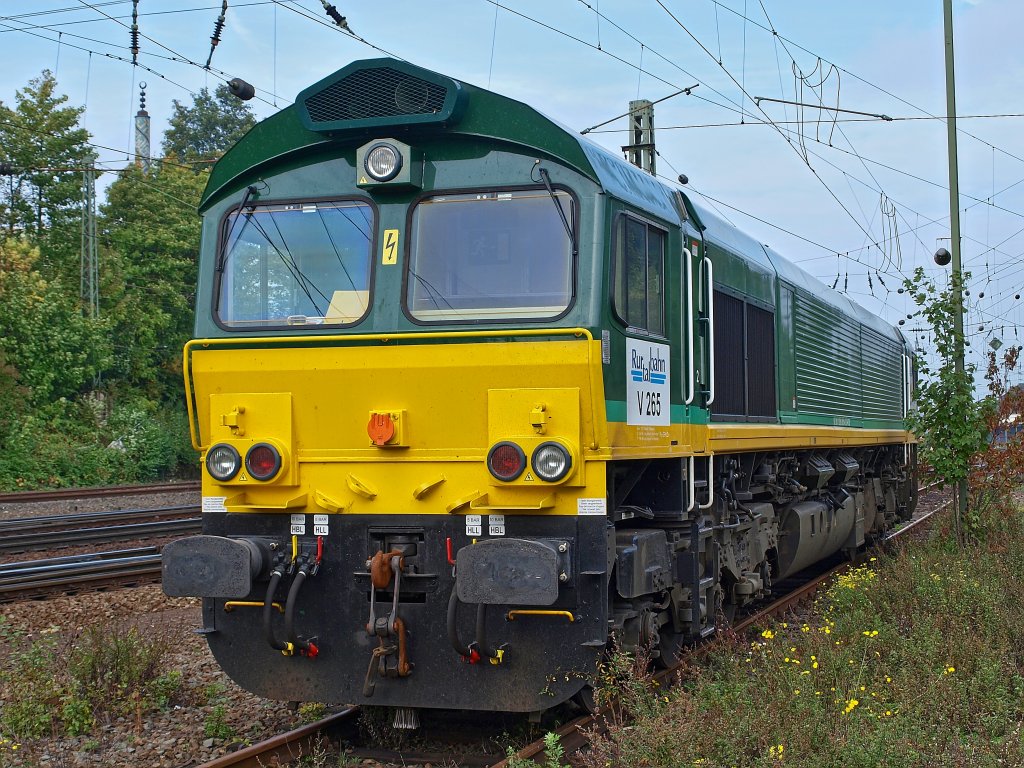 V 265, eine Class 66 der Rurtalbahn am 07.10.2010 in Aachen West.