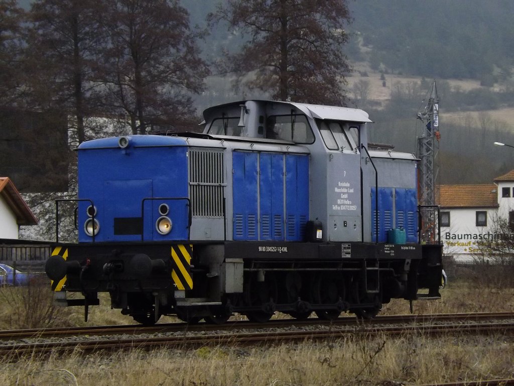 V 60 von der Kreisbahn Mansfelder Land bei einer Rangierfahrt in Wolldorf/Werra am 11.03.2013