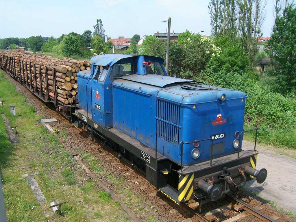 V 60.02 der EGP bei Rangierarbeiten im Bahnhof von Hagenow Stadt am 14.06.2006