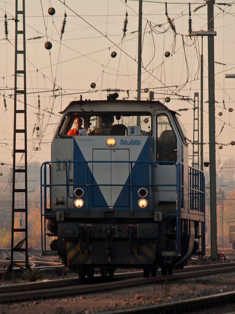 V107 der Rurtalbahn rangiert am 16.11.2011 in Aachen West