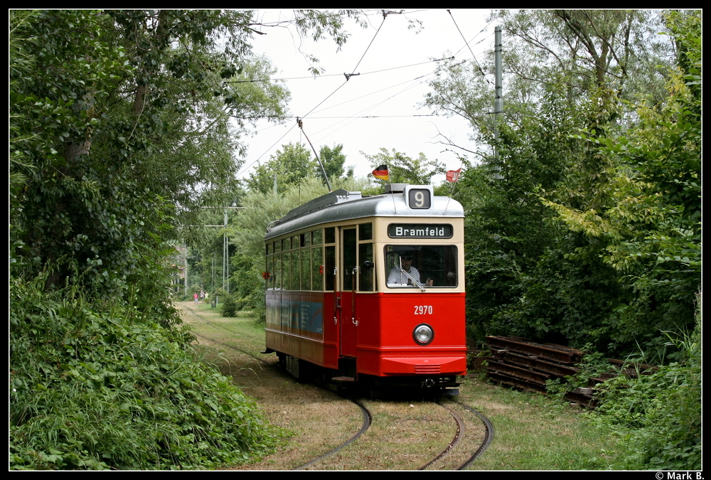 V3 2970 in der Sdschleife der Tramanlage am Schnberger Strand. Aufgenommen am 01.08.10