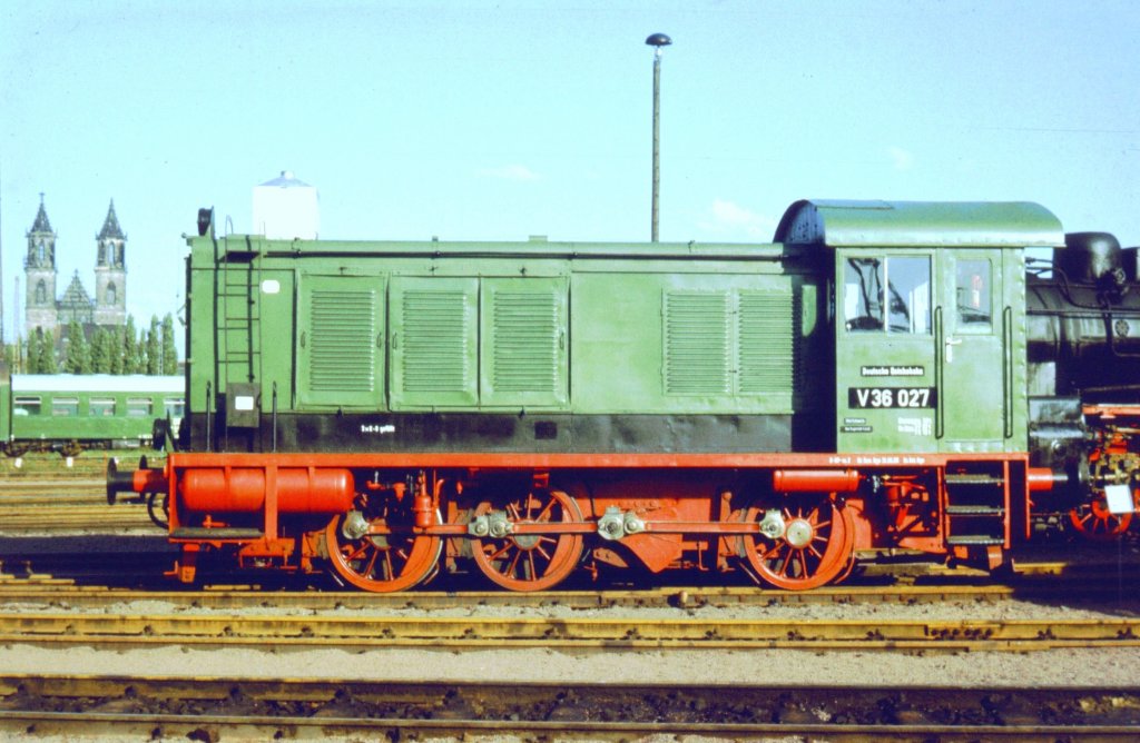 V36 027 Bw Magdeburg, August 1985 im Rahmen der Jubilumsfahrzeugschau