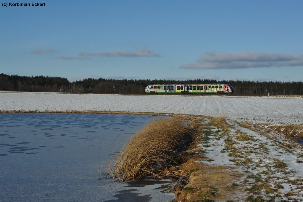 VBG 81125 auf der Fahrt von Hof Hbf nach Schwandorf bei Oberteich, 15.01.2012