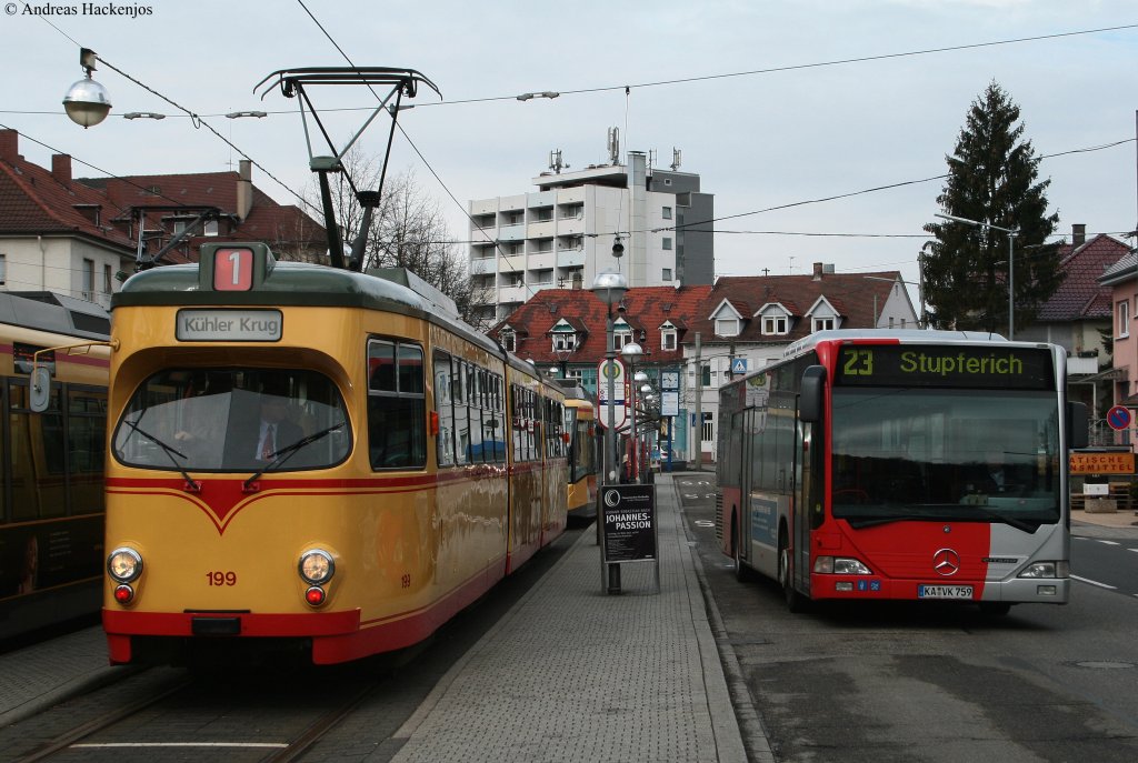 VBK 199 auf Sonderfahrt anllich der TSNV JHV in Durlach Turmberg 20.3.10