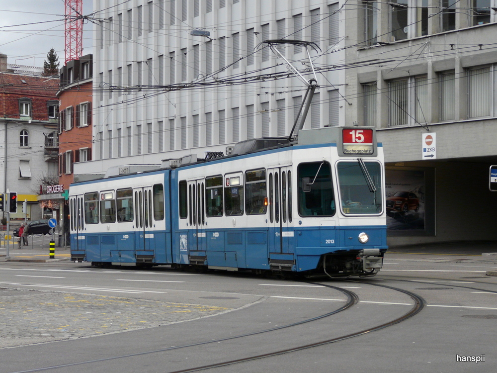 VBZ - Be 4/6 2013 unterwegs auf der Linie 15 in Zrich am 01.01.2013
