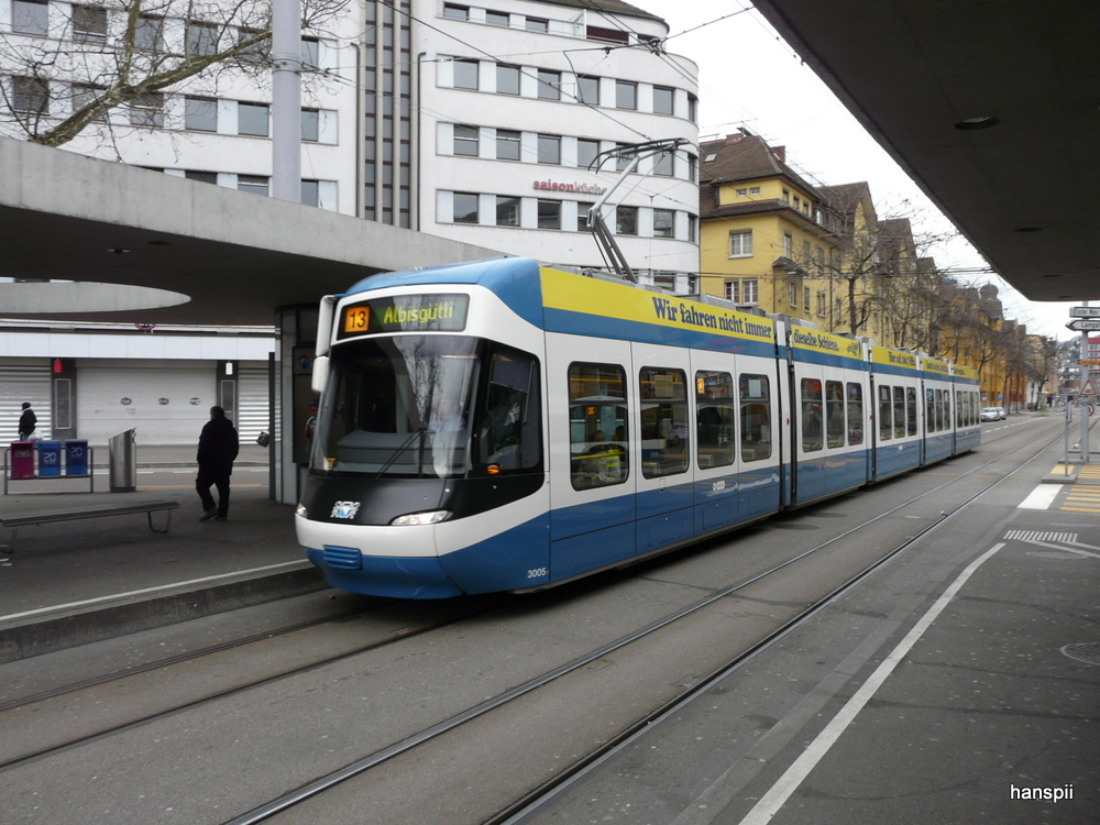 VBZ - Be 5/6 3005 unterwegs auf der Linie 13 in Zrich am 01.01.2013