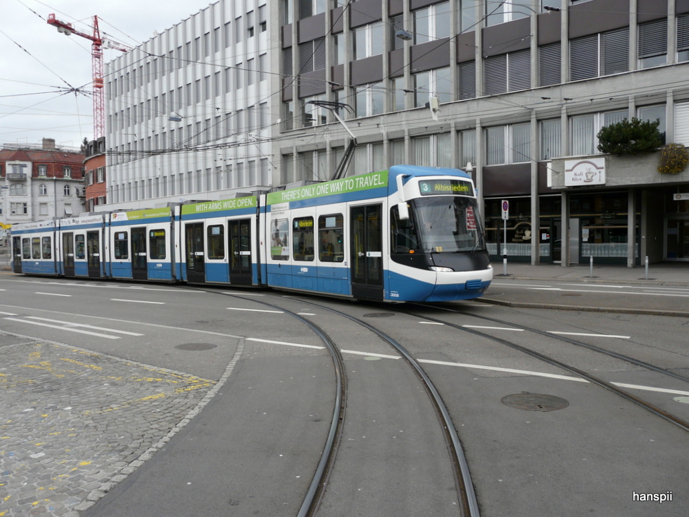 VBZ - Be 5/6 3008 unterwegs auf der Linie 3 in Zrich am 01.01.2013