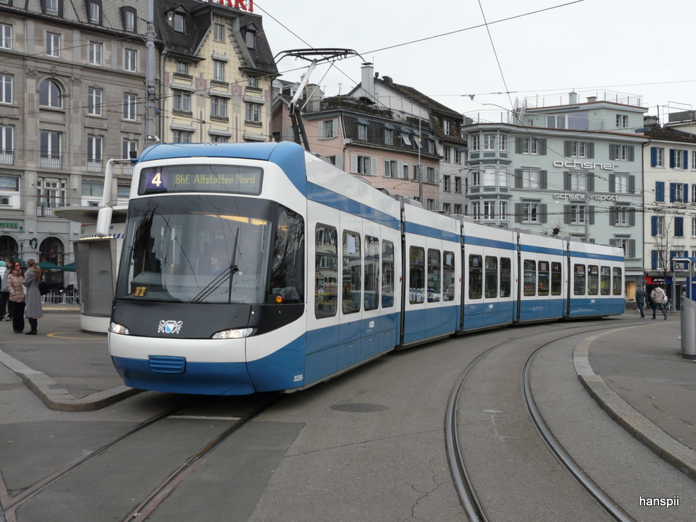 VBZ - Be 5/6 3029 unterwegs auf der Linie 4 in Zrich am 01.01.2013