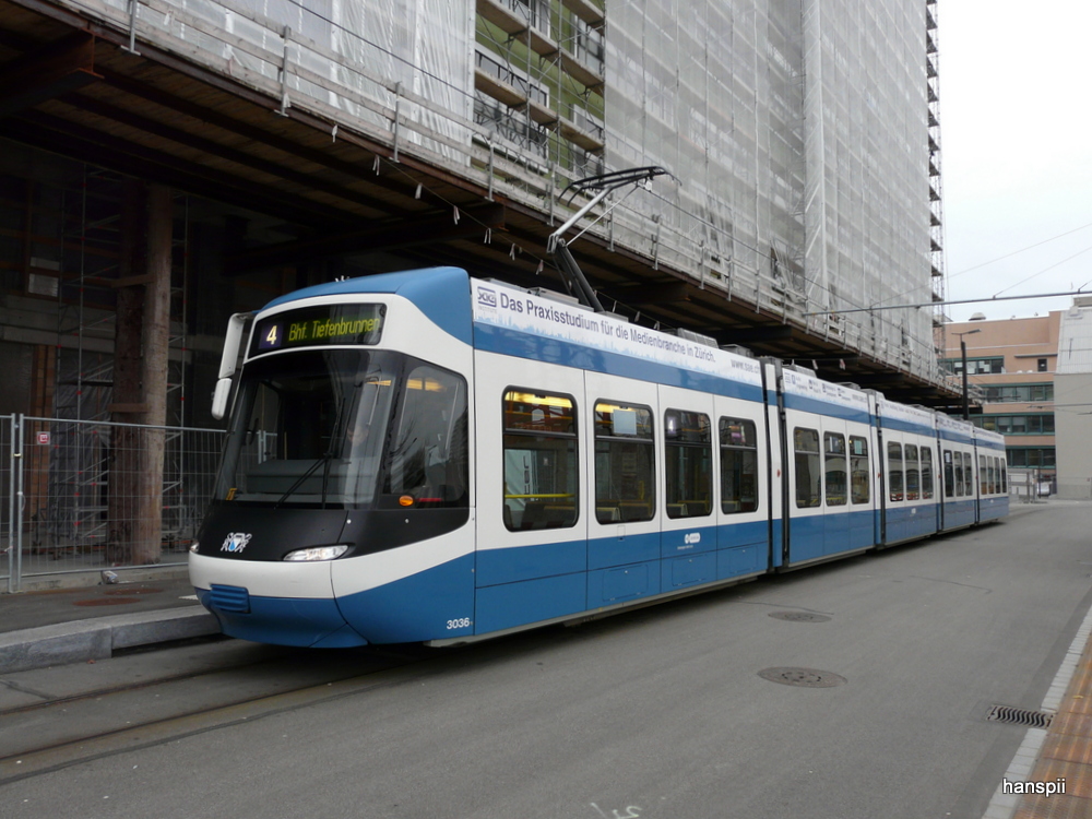 VBZ - Be 5/6 3036 unterwegs auf der Linie 4 in Zrich Altstetten am 01.01.2013