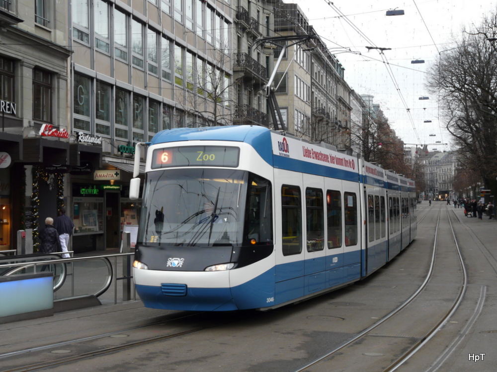 VBZ - Tram Be 5/6 3046 unterwegs auf der Linie 6 am 01.01.2011

