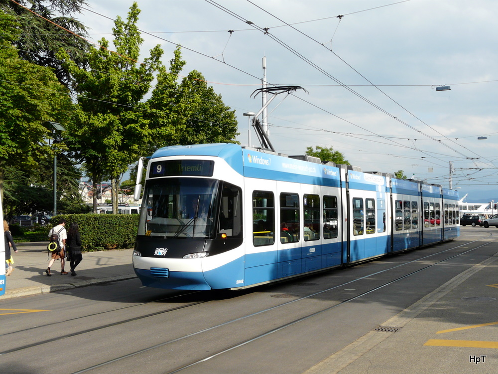 VBZ - Tram Be 5/6 3048 unterwegs auf der Linie 9 in der Stadt Zrich am 10.06.2011
