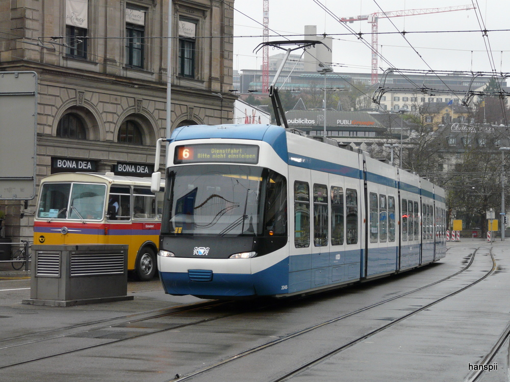VBZ - Tram Be 5/6 3048 unterwegs auf der Linie 6 ( Dienstfahrt) am 21.04.2013