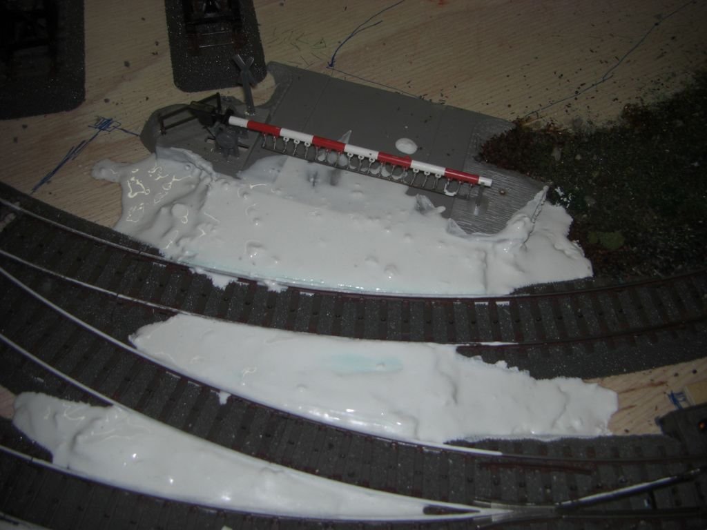 Verfllte Bereich im Bahnbergang mit Fllspachtel