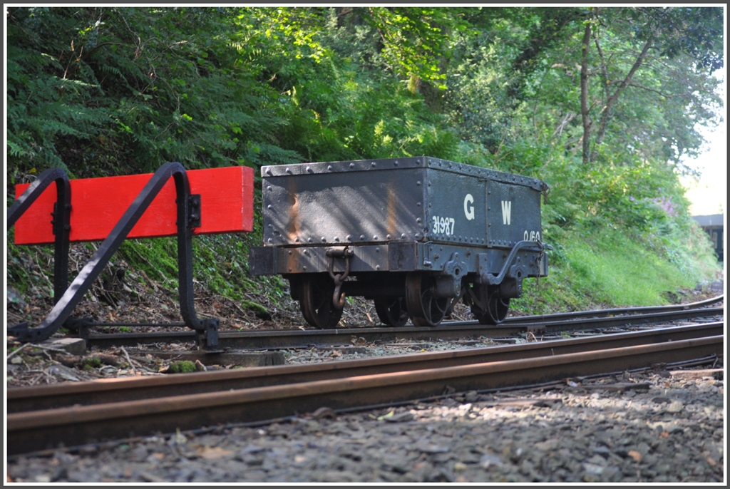 Vermutlich einer der Gterwagen, wie sie frher zum Schiefertransport eingesetzt wurden, in Abergynolwyn. (04.09.2012)