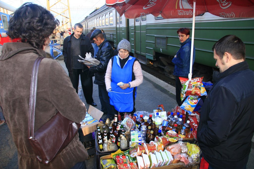 Versorgung mit Lebensmitteln und Proviant, unterwegs von Moskau nach Irkutsk und weiter nach Peking