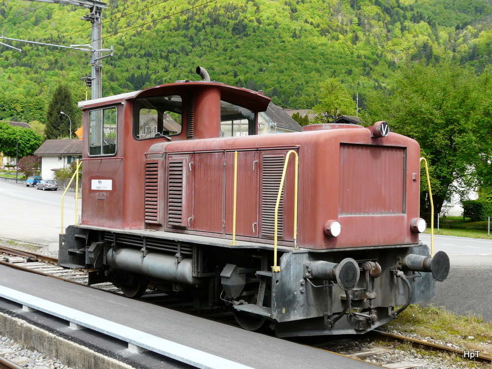 Vigier - ex SBB Tm 2/2 abgestellt im Bahnhof von Reuchenette-Pery am 20.05.2013
