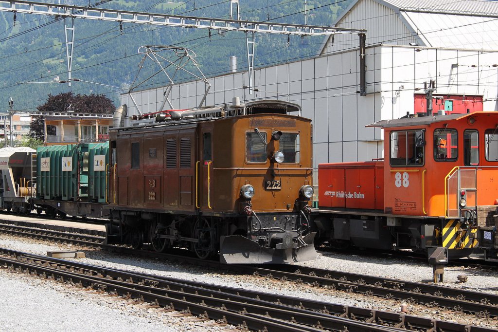 Vorbereitung fr das 100 Jahr Chur-Disentis Jubilum in der Surselva.Oldtimerlok Ge 2/4 Nr.222(SLM/BBC 1913)am 15.06.12 in Landquart
