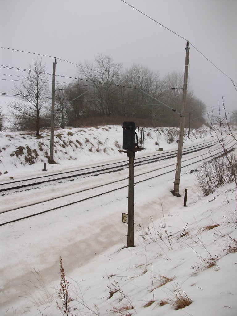 Vorsignalwiederholer vom Einfahrsignal  S  vor einer Kurve bei Bergen/Rgen.