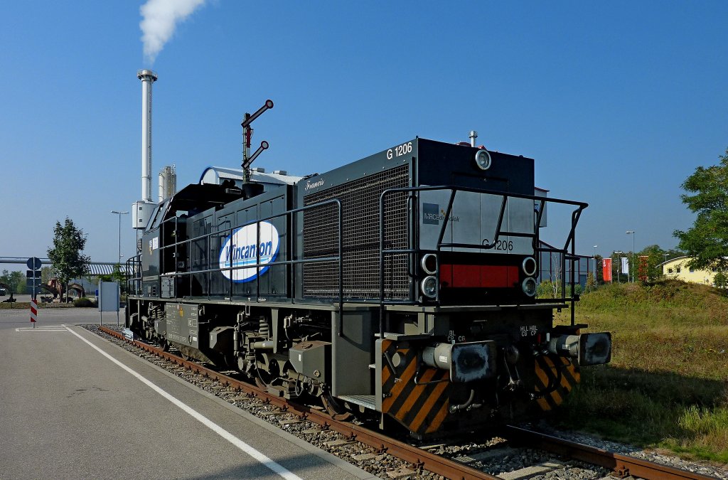 Vossloh G1206, vierachsige dieselhydraulische Rangier-und Streckenlokomotive, Baujahr 2008, gebaut in Kiel, Sept.2011