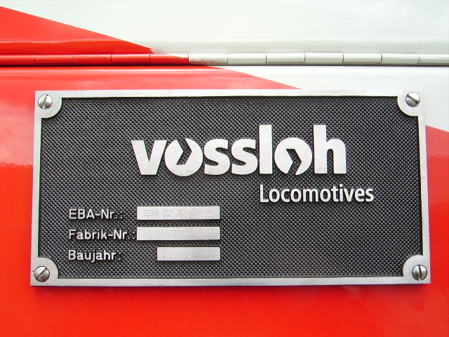 Vossloh Locomotives Schild der G1000 BB alias D2 der Hafenbahn Frankfurt am Main am 11.07.09