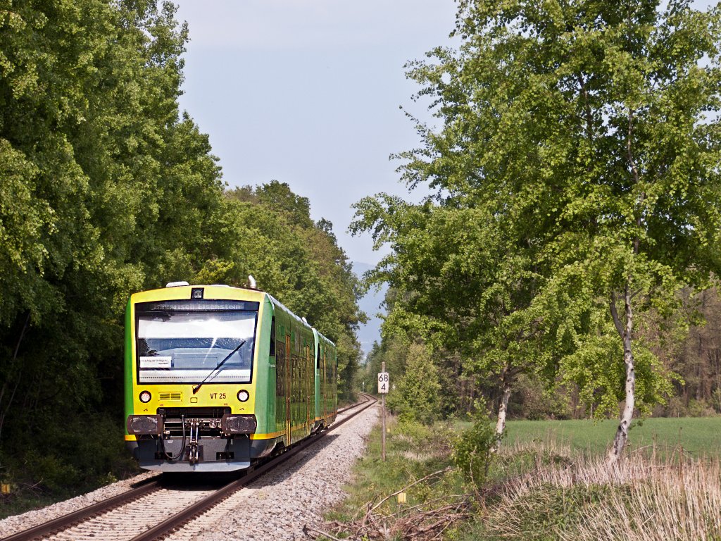 VT 21 und VT 25 als RB 59832 am 01.05.2011 zwischen Pankofen und Deggendorf Hbf.