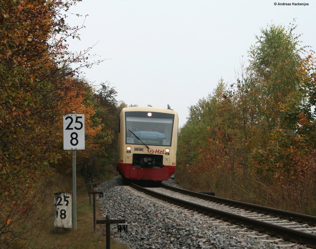 VT 246 und 237 als HzL85892 (Tuttlingen-Brunlingen Bahnhof) bei Villingen 09.10.10