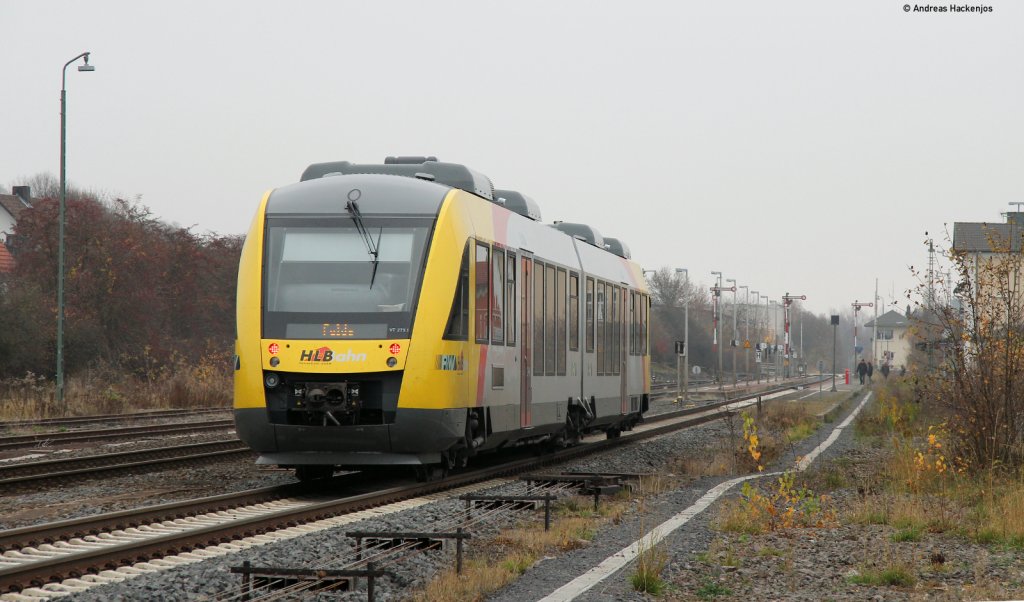 VT 279 der HLB als HLB69721 (Gieen-Fulda) in Lauterbach (Hess) Nord 12.11.11