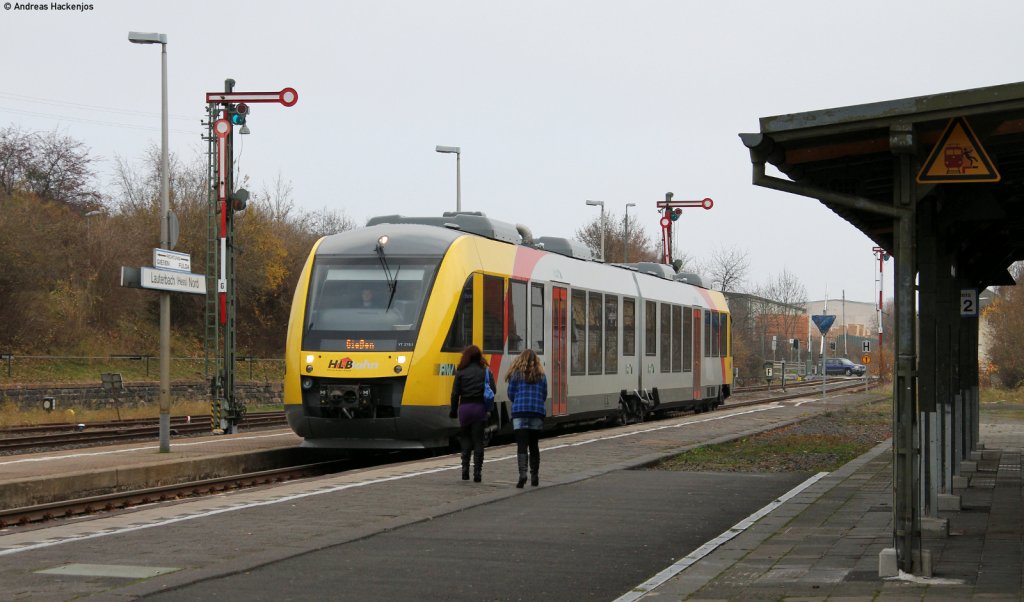 VT 279 der HLB als HLB69722 (Fulda-Gieen) in Lauterbach (Hess) Nord 12.11.11