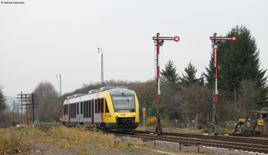 VT 280 der HLB als HLB69723 (Gieen-Fulda) in Lauterbach (Hess) Nord 12.11.11