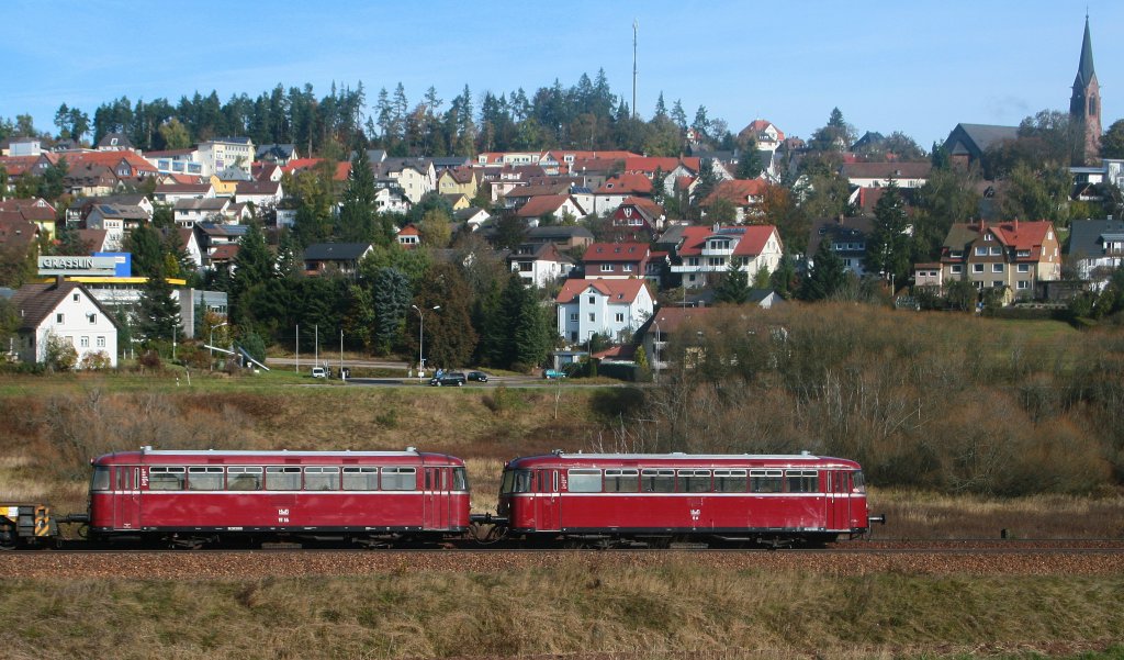 VT 56 und 55 der Hochwaldbahn auf Sonderfahrt (Offenburg-Singen(Htw) am km 70,0 24.10.09