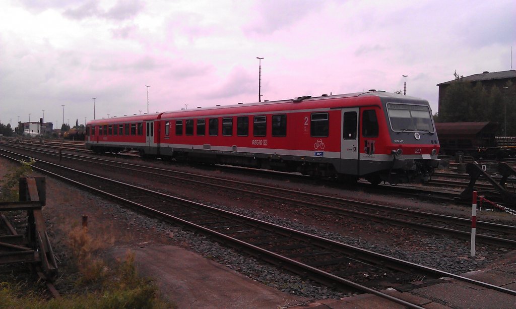 VT 628  Stadt M�nchberg  steht am 01.09.2012 in Weiden in der Oberpfalz abgestellt. 