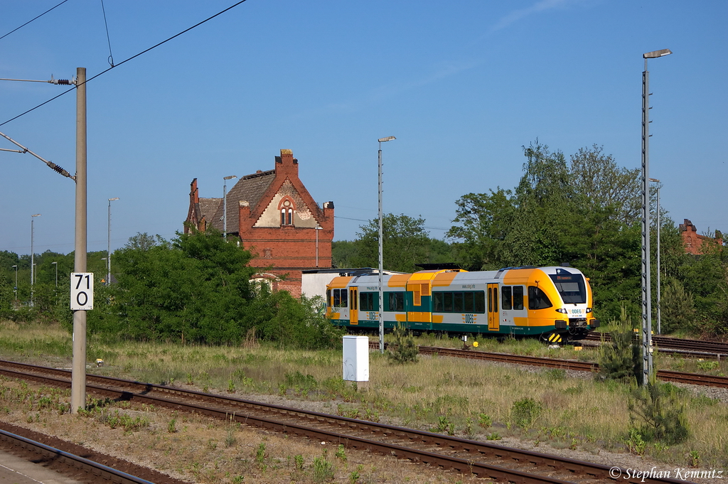 VT 646.040 (646 040-5) ODEG - Ostdeutsche Eisenbahn GmbH als OE51 (OE 68985) von Rathenow nach Brandenburg Hbf, bei der Ausfahrt in Rathenow. 20.05.2012