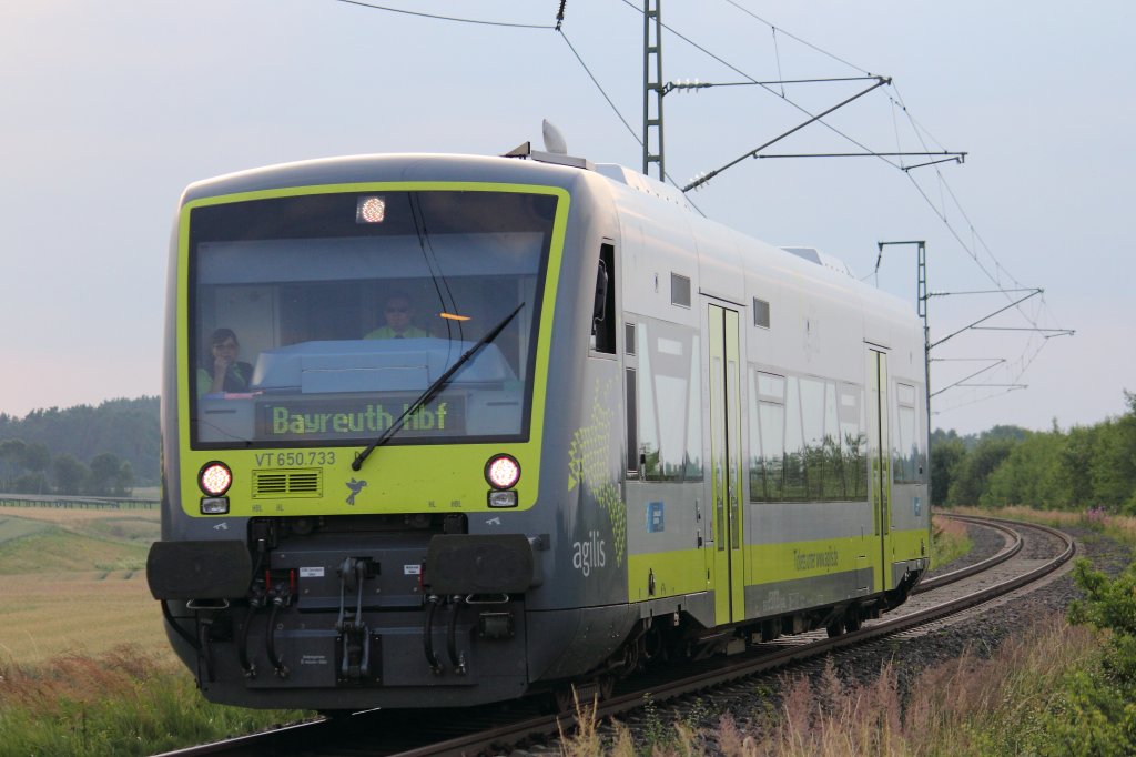 VT 650.733 Agilis bei Ebersdorf am 04.07.2012.