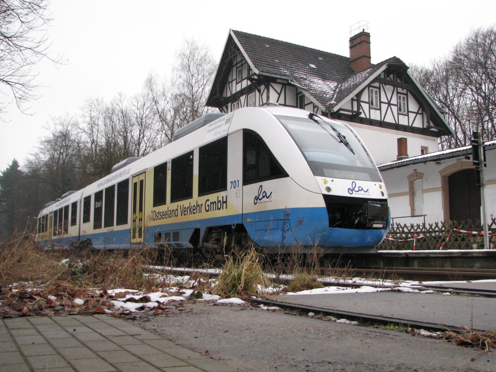 VT 701 der OLA Schwerin am 20.02.2009 im Bahnhof von Gadebusch