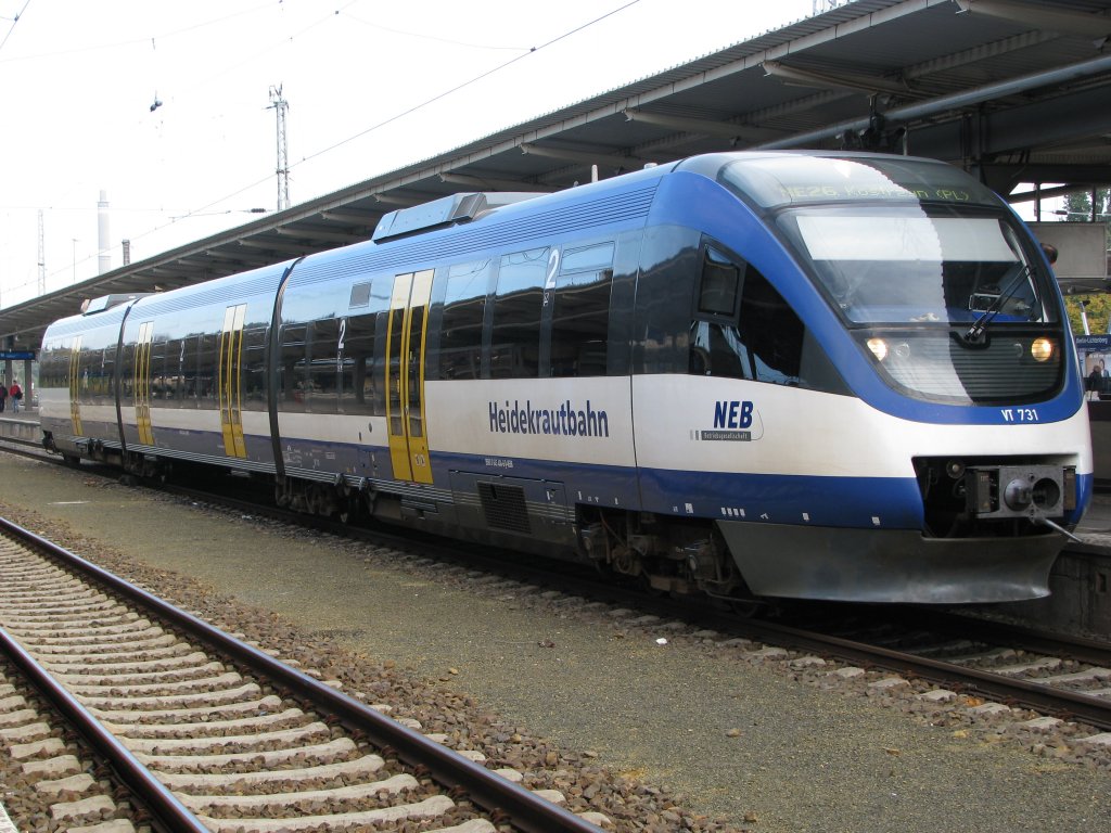VT  731 Talent der NEB ist soeben im Bahnhof von Berlin Lichtenberg eingefahren am 09.10.2010