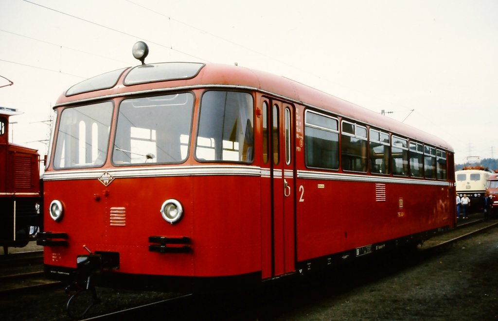 VT 95 auf der Fahrzeugschau  150 Jahre deutsche Eisenbahn  vom 3. - 13. Oktober 1985 in Bochum-Dahlhausen.